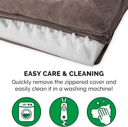 Furhaven Orthopedic Dog Bed for Large Dogs w/ Removable Bolsters & Washable Cover, For Dogs Up to 95 lbs - Faux Fur & Velvet Sofa - Driftwood Brown, Jumbo/XL