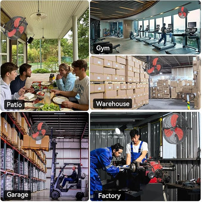 18 Inch Wall Fan Pro Series - 4900 CFM 3 Speed High Velocity Industrial Wall Mount Fans for Commercial, Residential, Warehouse, Covered Patio, Shop, Garage, Barn, Gazebo UL Safety Listed