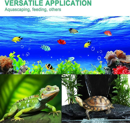 18.9 inch Aquarium Tweezers with Hanger, 2025 New Extra Long Feeding Tongs, Stainless Steel Large Aquascape Tools for Fish Tank, Terrarium，Aquascaping, Reptile Snake (Straight)