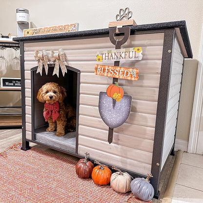 Aivituvin Large Dog House Outdoor Indoor Weatherproof Dog House for Small & Medium & Large Dogs with Unique All-Around Iron Frame＆Raised Feet（White）