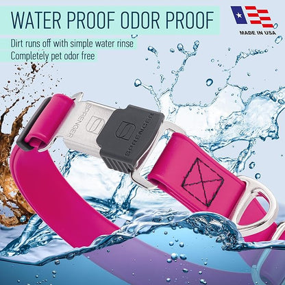 Dogline Biothane Waterproof Dog Collar with Herm Sprenger Black Stainless Steel Quick Release Buckle – Heavy Duty Tactical Durable Collar for Dogs – Comfortable, Safe Pet Collar W3/4" L12-19 Magenta