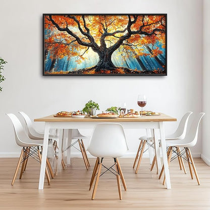 Extra Large Tree of Life Framed Wall Art for Living Room,Fall Autumn Forest Sunrise Landscape Pictures Wall Decor,Nature Canvas Print Painting Modern Artwork Bedroom Office Bathroom 60L" x 30W"
