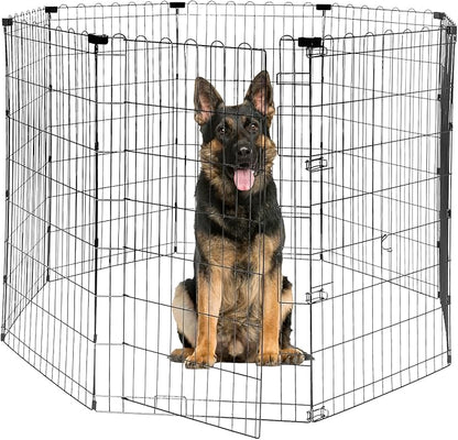 Foldable Dog Playpen 48" Height 8 Panels Metal Exercise Pen No Door - Indoor/Outdoor Dog Play Pen for Medium-Large Dogs, Portable Pet Fence for Yard Garden Camping, Black