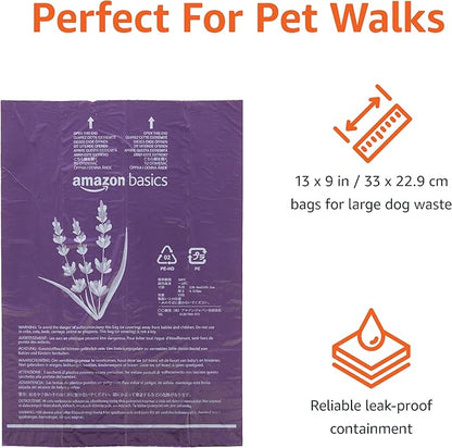 Amazon Basics Premium Lavender Scented Standard Dog Waste Bags, 900 bags,15 Count (Pack of 60)