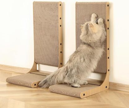 2-Pack Cat Scratching Board, 25.6'' Tall Cardboard L Shape Vertical Cat Scratchers for Indoor Cats, Cat Scratching Post for Wall and Couch, Large
