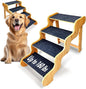 Dog Stairs for Large/Oldder Dogs,4 Steps Bamboo Wooden Pet Ramp for High Beds, Cars & Couch Sofa - Supports Dog Up to 160 LB,20-inches High