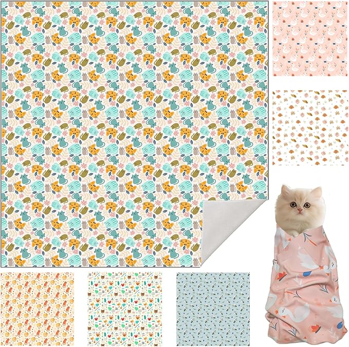 33.5" Cat Wrap for Grooming, Maximum, Self-Adherent Soft Cat Blanket for Nail Clipping, Anti-Scratch-Escape Calming Wrap, Cats Burrito Swaddle for 6-18 lbs (Green Kitten, XX Large)