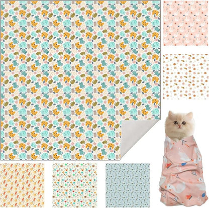 33.5" Cat Wrap for Grooming, Maximum, Self-Adherent Soft Cat Blanket for Nail Clipping, Anti-Scratch-Escape Calming Wrap, Cats Burrito Swaddle for 6-18 lbs (Green Kitten, XX Large)