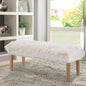 46 Inch White Bedroom Bench, Modern Multi-Purpose Bench with Wooden Legs, Faux Fur Upholstered, 3-Seater, 220 lbs Weight Capacity