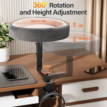 2-in-1 Cat Bed Desk Mount & Headphone Hanger – Adjustable Cats Hammock Bed for Desk, Cat Beds & Furniture for Home Office or Gaming Setup