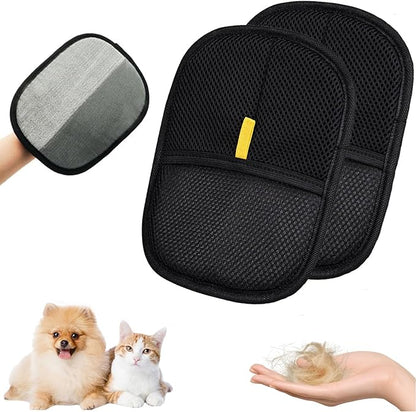 2 Pcs Pet Hair Removal Glove for Cats & Dogs, Pet Hair Remover Brushing Gloves, Reusable Pet Hair Remover Glove, Double-Sided for Couch, Clothing, Carpet, Car Seat