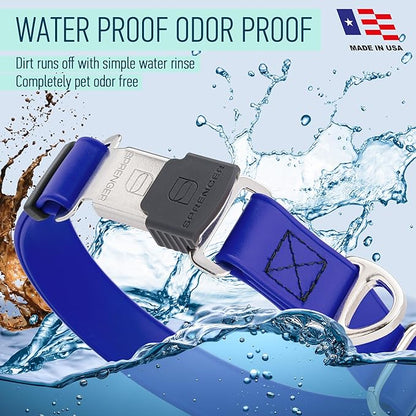 Dogline Biothane Waterproof Dog Collar with Herm Sprenger Stainless Steel Quick Release Buckle – Heavy Duty Tactical Durable Collar for Dogs – Comfortable and Safe Pet Collar W 3/4" L 12-19" Blueberry