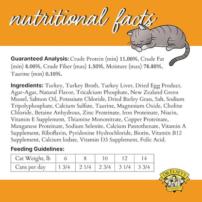 Dr. Elsey's cleanprotein Original Turkey Recipe Wet Cat Food, (Pack of 24), 2.75oz Cans