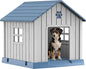 DRATO Dog House Indoor Outdoor for Small to Large Sized Dogs Indoor Outdoor Doghouse Puppy Shelter with Elevated Floor, Easy to Assemble (Blue-x, 31Inch(31.18 * 33.7 * 32.52))