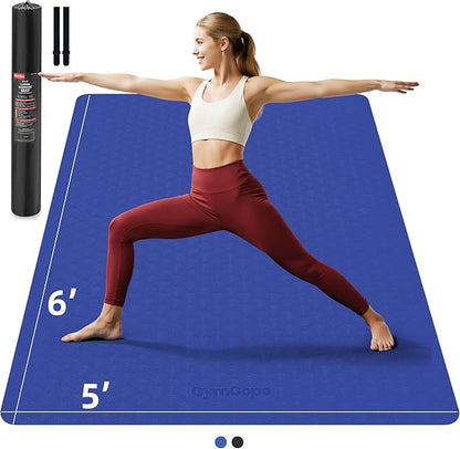 Extra Large Yoga Mat - 72"x35", 72"x48", 78"x57" - Wide TPE Exercise Mat for Home, Stretching, Couples & Family Workouts - 6-12mm Thick, Non-Slip & Waterproof - with Carry Bag and Straps