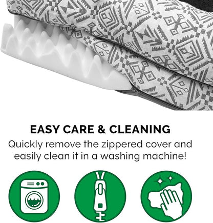 Furhaven Orthopedic Dog Bed for Large Dogs w/ Removable Bolsters & Washable Cover, For Dogs Up to 95 lbs - Plush & Southwest Kilim Woven Decor Sofa - Boulder Gray, Jumbo/XL