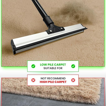 2025 Dual-Edge Carpet Rake for Pet Hair Removal & Fluffing Matted Carpet – 61" Adjustable Handle, Deep Clean Dog & Cat Hair Remover, Reusable Scraper for Rugs, Low Pile Carpet, Couch & Stairs