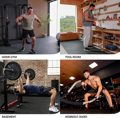 AIRHOP 0.79in Thick 24 Sq Ft Exercise Equipment Mats, 6 Tiles Upgraded Rubber Top with High Density EVA Foam, Large Interlocking Puzzle Gym Flooring for Home Gym, Heavy Weight Workout,Black & White