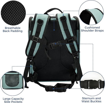 Apollo Walker Dog & Cat Carrier Backpack for 4-15lb Pets - Ventilated Safe Design with Padded Back Support, Breathable Mesh Pet Backpack for Hiking, Travel, Outdoor (Blue)