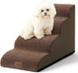 Dog Stairs for Small Dogs 19.7" H, Curved Dog Step for Puppy, Older or Cat, Medium Pet Ramp for Sofa, Couch or Bed, Ladder with High Density Foam, 15.7x28.3x19.7 inch, 4 Step, Brown