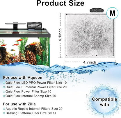 8 Pack Medium Filters Cartridges Compatible with Aqueon Fish Tank Filter Cartridges Compatible with Aqueon QuietFlow LED PRO Power Filter Size 10/Power Filter Size 10/E Internal Power Filter Size 20