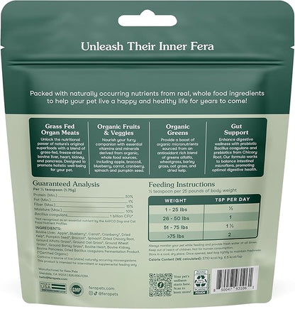 Fera Pets Whole Food Multivitamin Cat & Dog Food Topper with Probiotics, Antioxidants, & Essential Dog Vitamins & Minerals - Nutrients from Fruits, Vegetables, & Organ Meats - 3.7 oz