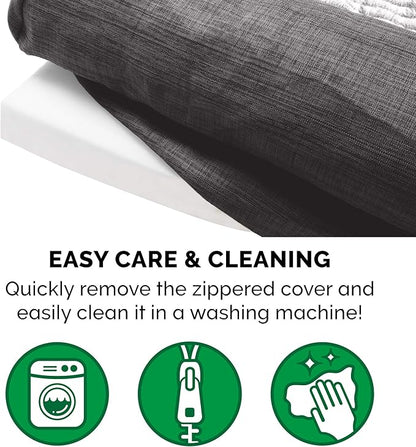 Furhaven Orthopedic Dog Bed for Large Dogs w/ Removable Bolsters & Washable Cover, For Dogs Up to 125 lbs - Luxe Faux Fur & Performance Linen Sofa - Charcoal, Jumbo Plus/XXL