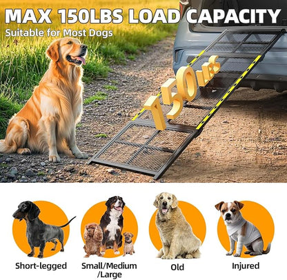 Dog Ramp for Car, 74x20 Inches Outdoor Portable Dog Ramps for Large Dogs with Reflective Strips, Non-Slip Surface Pet Ramp (Support Up to 150LBS)