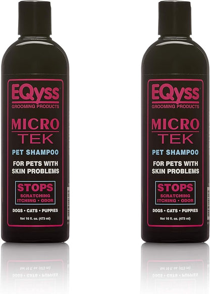 EQyss Micro-Tek Pet Shampoo - Stops Scratching, Itching, Biting, or Licking Hot Spots. Perfect for Pets with Skin Problems. 16 oz