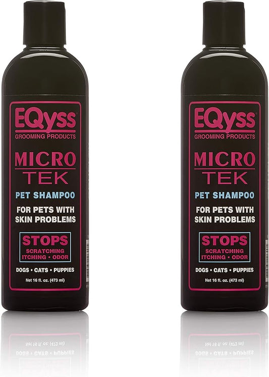 EQyss Micro-Tek Pet Shampoo - Stops Scratching, Itching, Biting, or Licking Hot Spots. Perfect for Pets with Skin Problems. 16 oz
