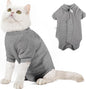 Dotoner Cat Surgery Recovery Suit for Female Male Anti-Licking Pet Surgical Pajamas Long Sleeve Prevent Shedding Cat Spay Recovery Suit&E Collar Alternative Bodysuit for Cats