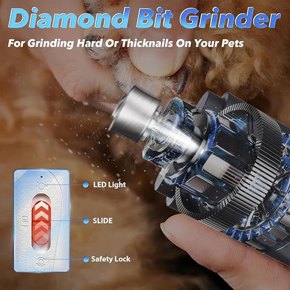 2 in 1 Dog Nail Clippers and Grinder with Lights & Cat Nail Clipper for Large Medium Small Dogs Cats Nail Trimmers USB Rechargeable with 2 LED Lights Dog Claw Care for Non-Black Nails