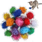 40 Pcs Pom Pom Balls for Kittens Colorful Pompom Balls for Cats Sparkle Ball for Cats Interactive Cat Toy Set for Exercise and Entertainment