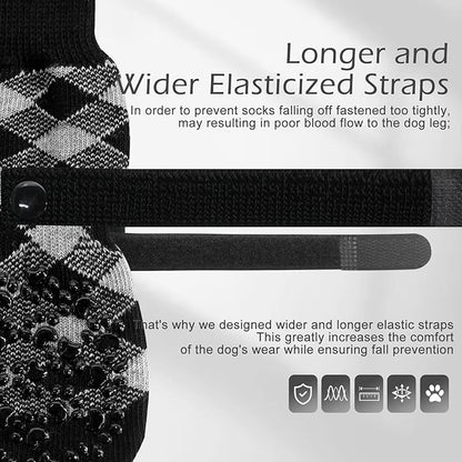 EXPAWLORER Anti Slip Dog Socks to Prevent Licking Paws, Dog Shoes for Hot Pavement, Dog Booties for Small Medium Large Senior Dogs, Traction Control Boots & Paw Protectors for Hardwood Floors