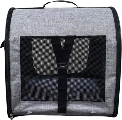 Fabric Portable Pet Kennel/Shelter, Single, Gray, 20"x20"x19.5" - Car Seat-Belt Fixture Included
