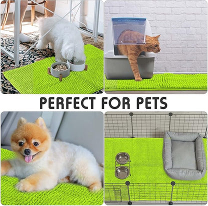 Amylove 4 Pcs Guinea Pig Cage Liner Guinea Pig Bedding Washable Fleece Pee Pads Reusable Small Animals Training Mat Small Animal Sleeping Bed for Bunny Hamster(Green,16 x 24 Inch)