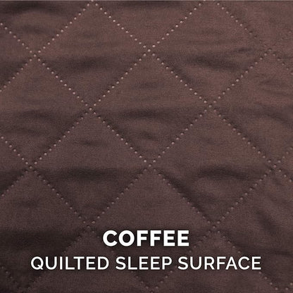 Furhaven Pillow Dog Bed for Large/Medium Dogs w/ Removable Bolsters & Washable Cover - Quilted Sofa - Coffee, Large