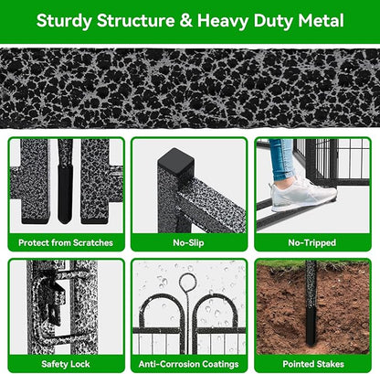 Dog Playpen Outdoor 32 Panels Heavy Duty Dog Fence 40" Height Anti-Rust with Doors Portable for RV Camping Yard, Total 71FT, 406 Sq.ft, Snowy Black