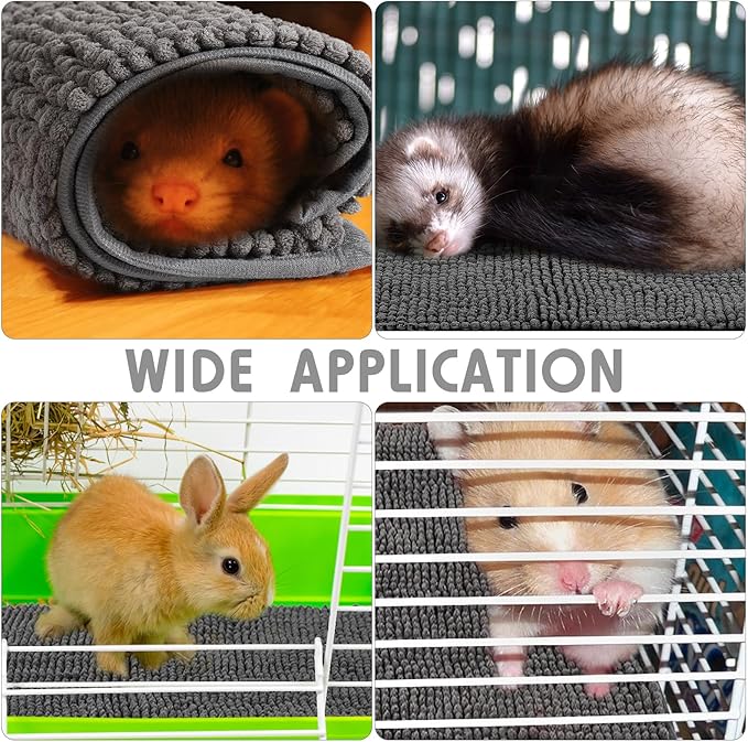 Amylove 4 Pcs Guinea Pig Cage Liner Guinea Pig Bedding Washable Fleece Pee Pads Reusable Small Animals Training Mat Small Animal Sleeping Bed for Bunny Hamster(Dark Gray,12 x 12 Inch)