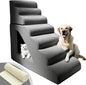 7 Step Pet Stairs Ramp for High Beds Sofas 22-42 Inch, Non-Slip Dog Stairs for Small Old Medium Large XL Dogs Cats, Sturdy 75 Pounds 33D Foam Balanced 6-Tier Ladder with Machine Washable Cover