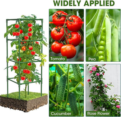 6 Pack Tomato Cages, 41.7" H Square Tomato Plant Stakes Support Cages Trellis for Garden Climbing Vegetables Flowers Fruits,Extra Bold
