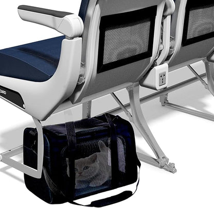 Airline Approved Soft Sided Pet Carrier for Small and Medium Dogs, Cats, and Puppies (Up to 15 lbs), Collapsible Portable Travel Bag for Dogs Cats (Black)