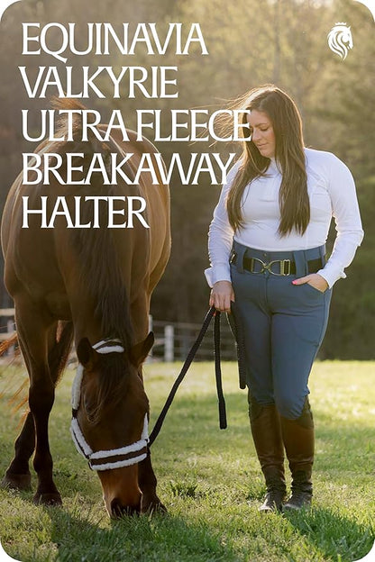 Equinavia Valkyrie Soft Ultra Fleece Padded Adjustable Breakaway Horse Halter - Brown/Ivory White - Horse