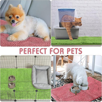 Amylove 4 Pcs Guinea Pig Cage Liner Guinea Pig Bedding Washable Fleece Pee Pads Reusable Small Animals Training Mat Small Animal Sleeping Bed for Bunny Hamster (Green Pink,16 x 24 Inch)