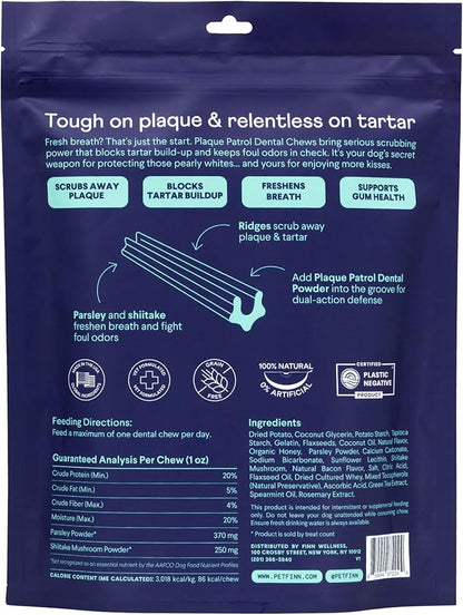 Finn Plaque Patrol Dental Chews | Triple-Action Defense Against Plaque, Tartar, and Bad Breath | for Medium/Large Dogs, 25+ lbs