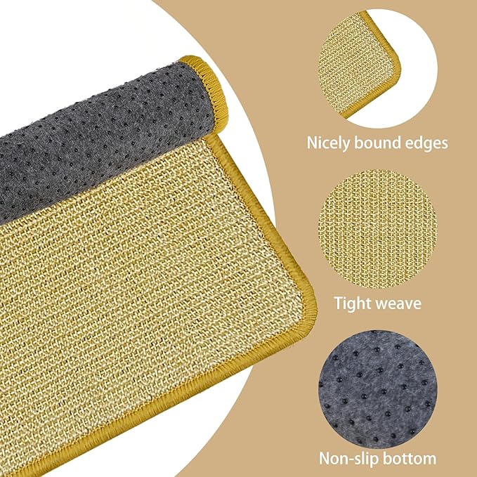 DYAUS Bunny Scratch Pads, Natural Sisal Rabbit Scratching Mats for Claws and Teeth Care, Indoor Bunny Chew Toys Bunny Bed for Biting Sleeping Nesting (3PCS, 16x12in)