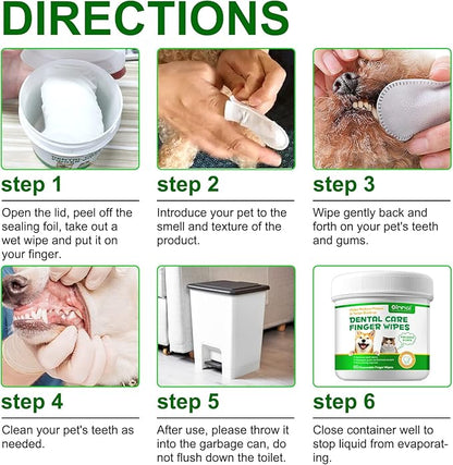 ALIVO Dental Teeth Cleaning Wipes for Dogs & Cats, Remove Bad Breath by Removing No-Rinse Dog Finger Toothbrush, Disposable Gentle Cleaning Pet Dental Care Wipes, 50pc