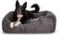 FUZI Luxury Aesthetic Dog Bed for Large Dogs with Washable Cover, Pet Couch, Pet Bed with Sides, Non-Slip Bottom, Soft and Durable Calming Dog Bed, Large 35.6x28.5x9.5 Dark Grey