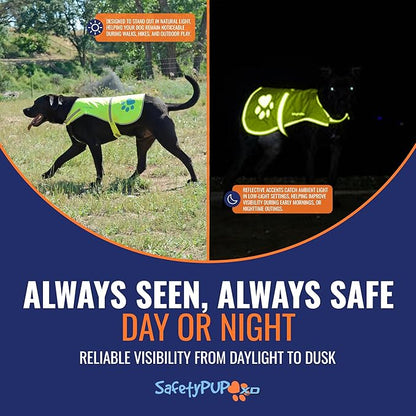 Dog Reflective Vest – Hi-Vis Fluorescent Visibility That Helps to Safeguard Your Pet On/Off Leash in Urban & Rural Areas (Yellow, Small)