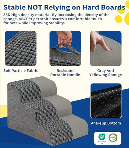 Dog Step for Bed, Dog Stair 5-Step 35D Pet Stair 22.8" H for High Bed or Sofa Non-Slip Balanced Pet Step Indoor, Grey